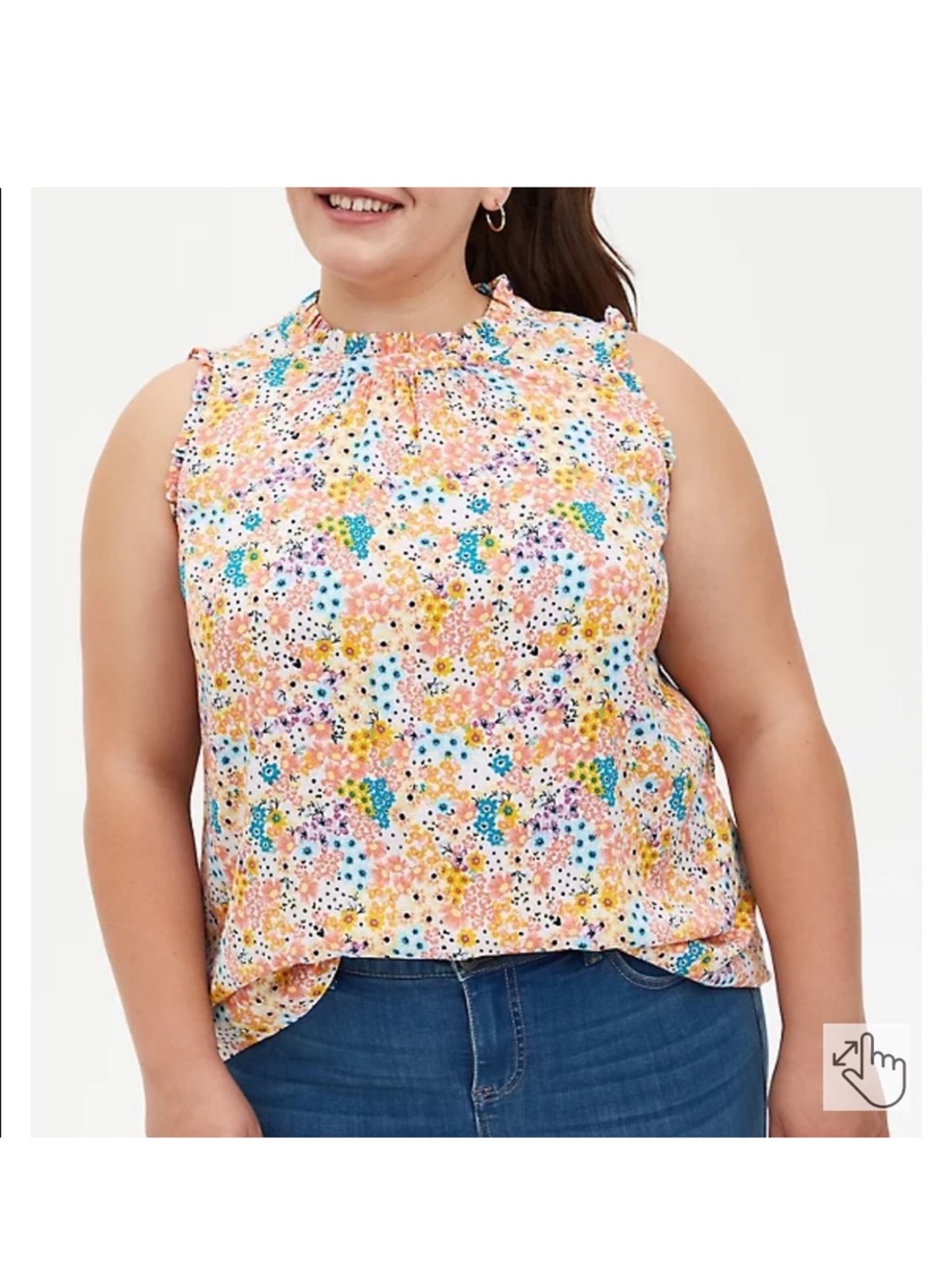 Torrid Size 2- Sleeveless Floral Smocked Neck Top - Pink Multi